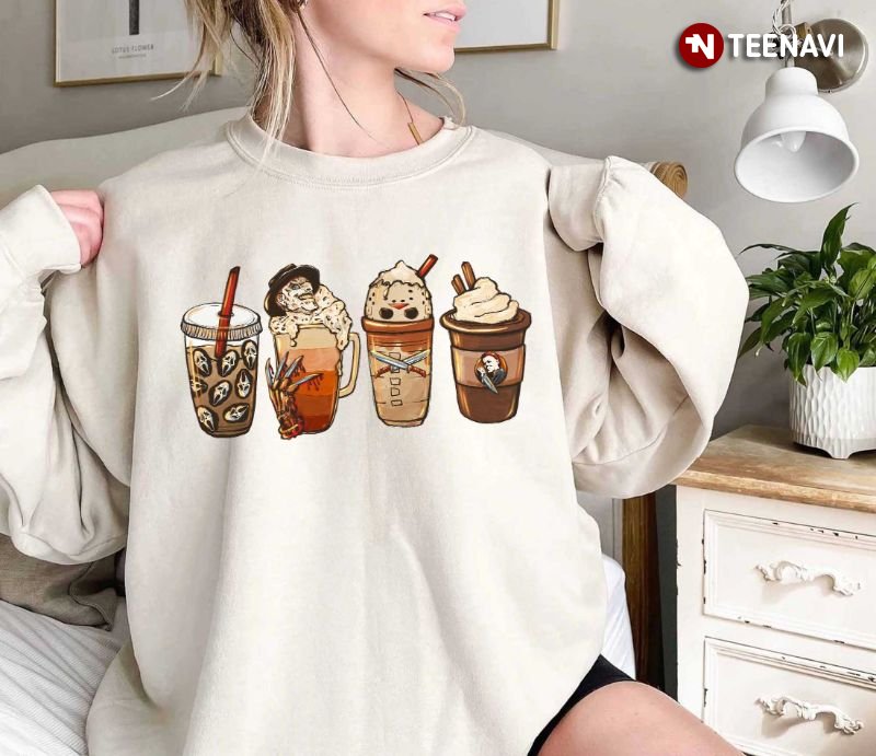 Halloween Coffee Sweatshirt, Funny Halloween Cups Of Coffee