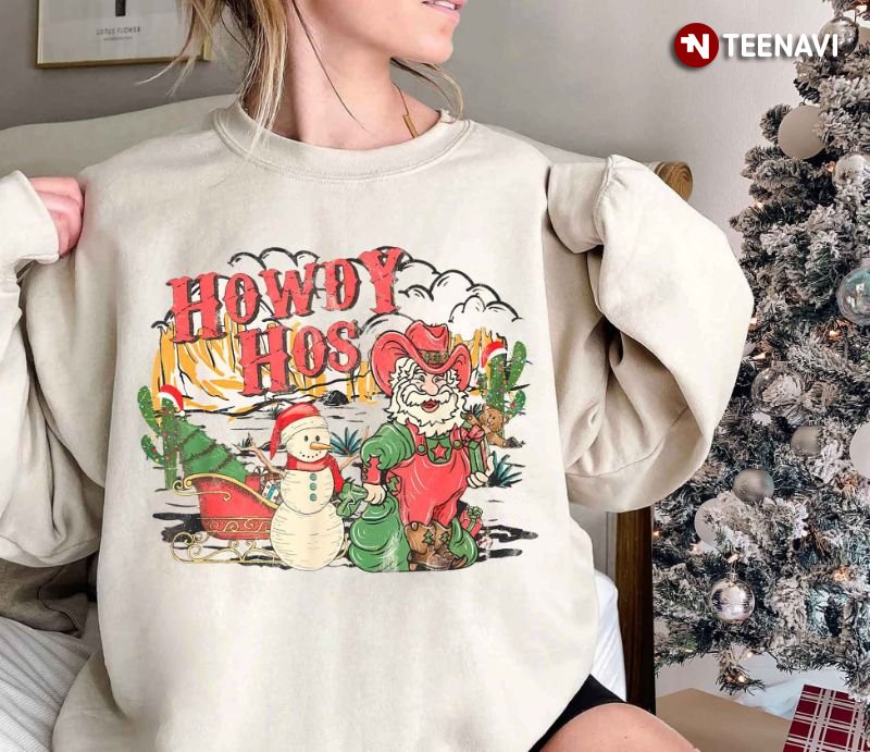 Santa Cowboy Sweatshirt, Howdy Hos