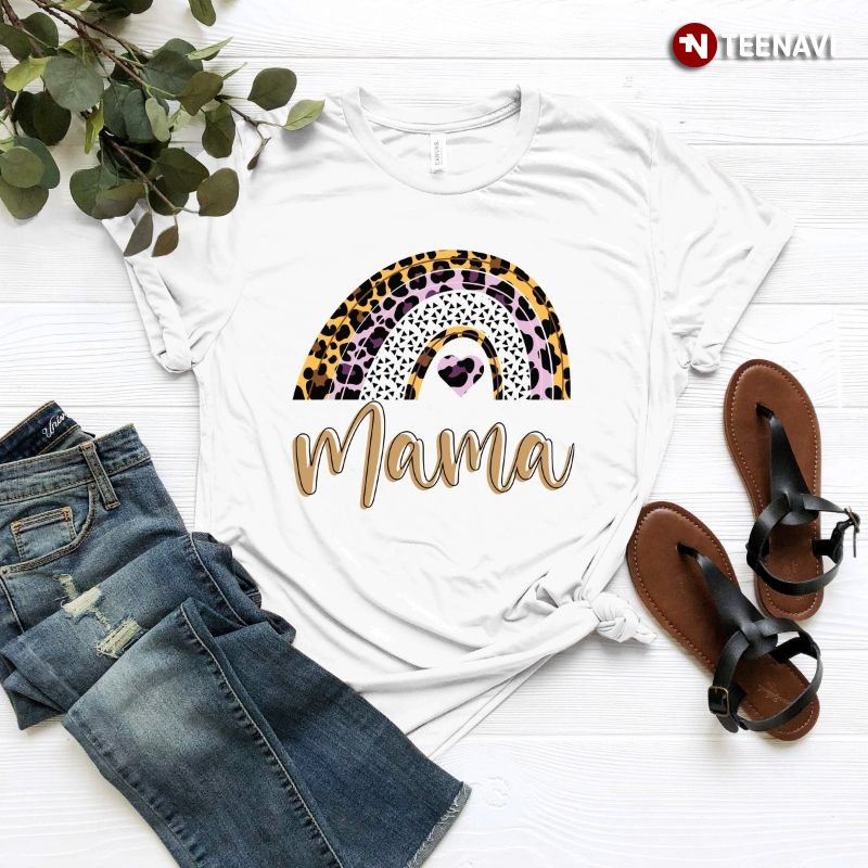 Mom Gift Shirt, Mama Rainbow Leopard