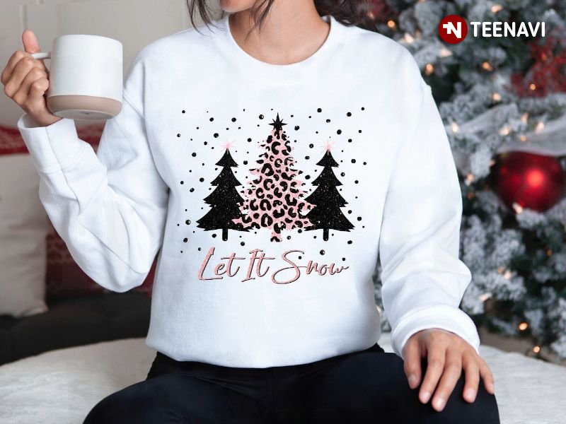 Xmas Tree Sweatshirt, Let It Snow Leopard