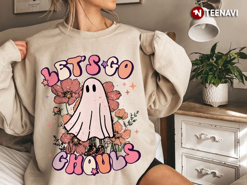 Halloween Ghost Sweatshirt, Let's Go Ghouls