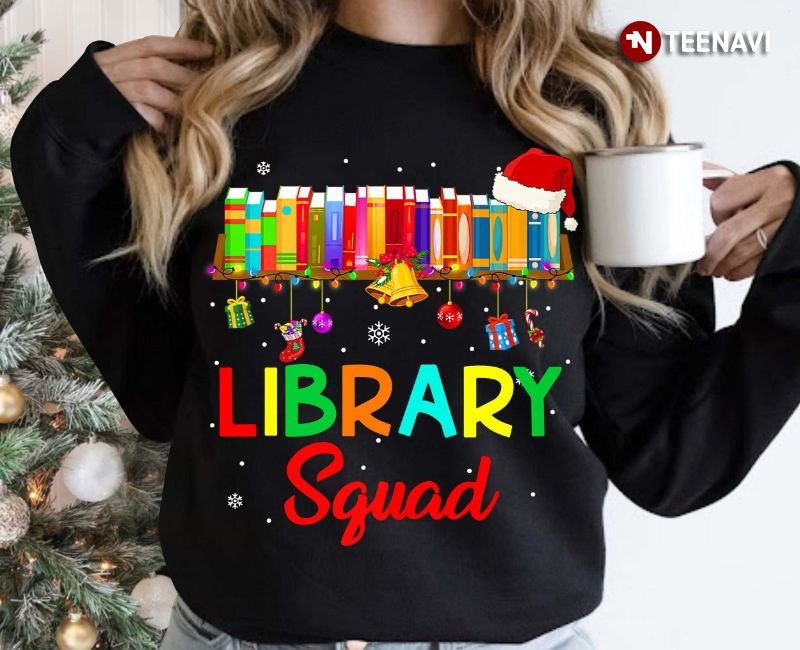 Library Christmas Sweatshirt, Library Squad