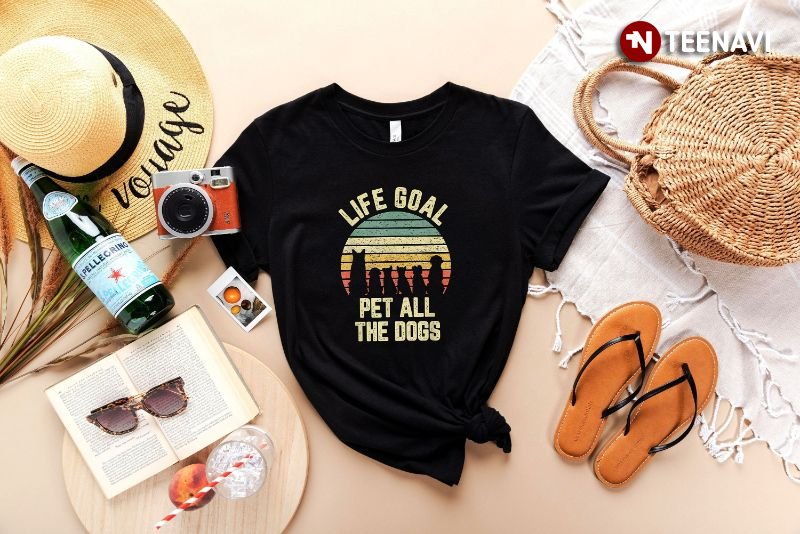 Pet Lover Shirt, Vintage Life Goal Pet All The Dogs