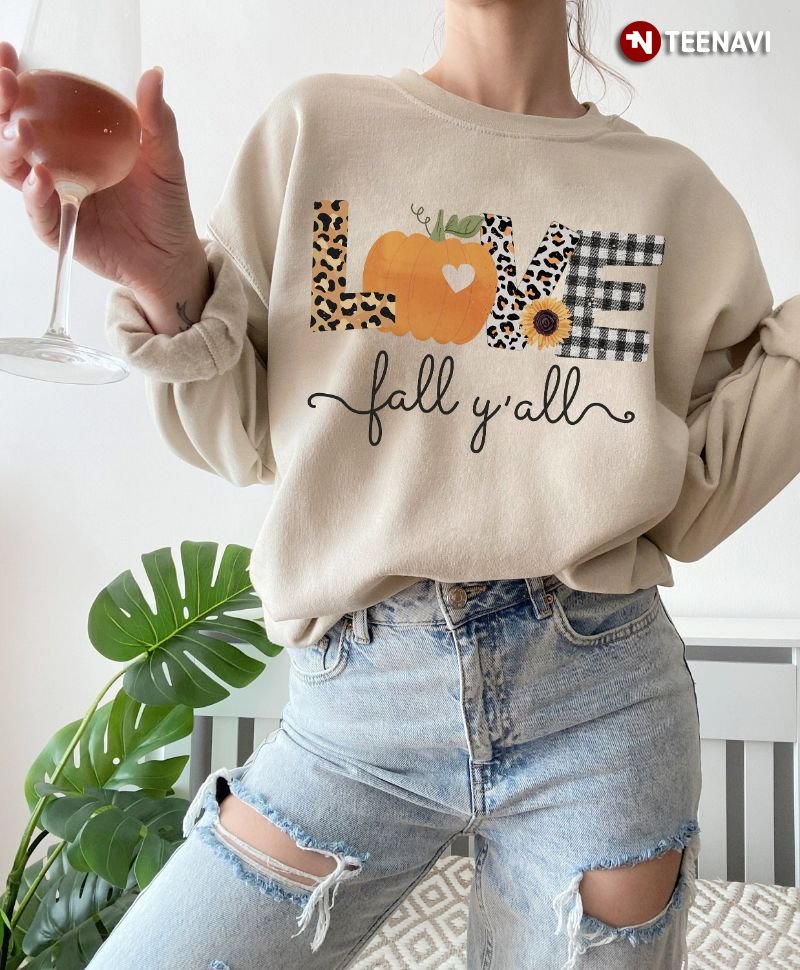 Fall Sweatshirt, Love Fall Y'all Leopard