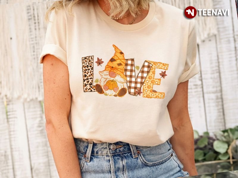 Fall Gnome Shirt, Love Leopard