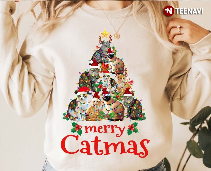 Cat Lover Sweatshirt, Merry Catmas