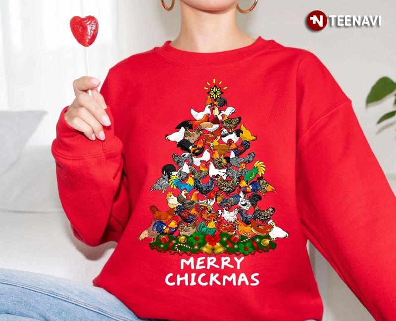 Chicken Christmas Sweatshirt, Merry Chickmas