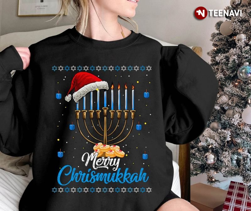Jewish Festival Ugly Christmas Sweatshirt, Merry Christmukkah