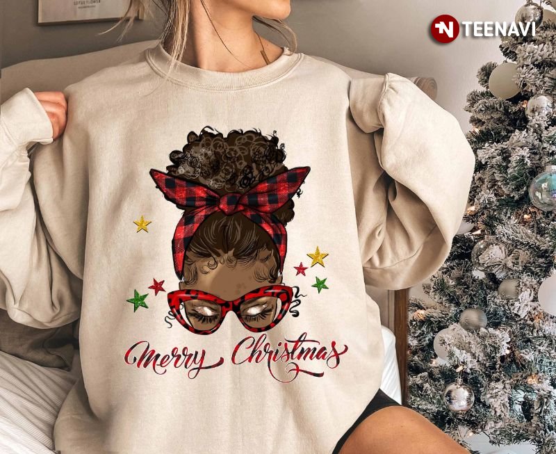 Melanin Christmas Sweatshirt, Merry Christmas
