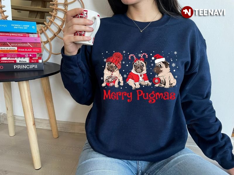 Pug Lover Christmas Sweatshirt, Merry Pugmas