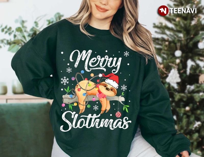 Sloth Christmas Sweatshirt, Merry Slothmas