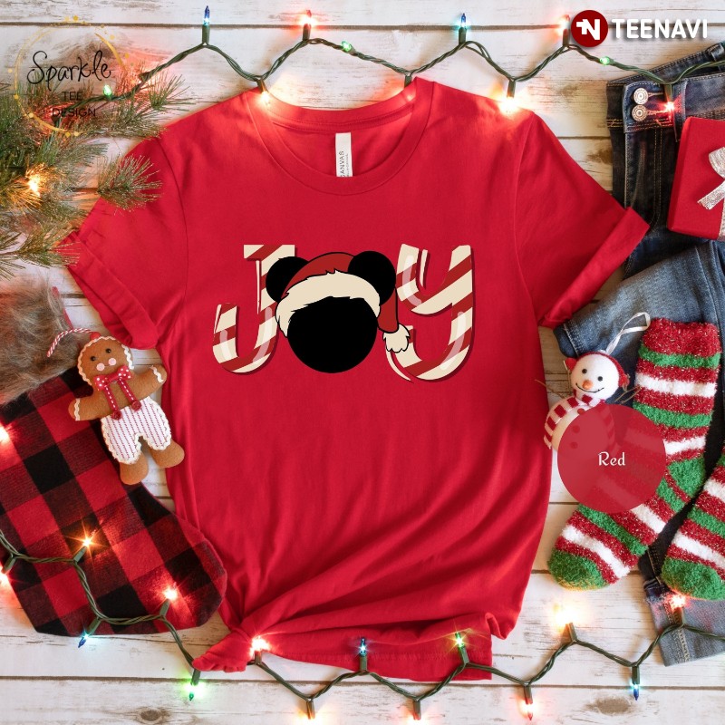 Mickey Christmas Shirt, Joy Candy Cane Santa Mickey