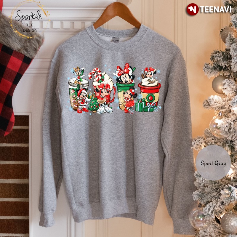 Minnie Mouse Coffee Christmas Sweatshirt, Cute Disney Minnie