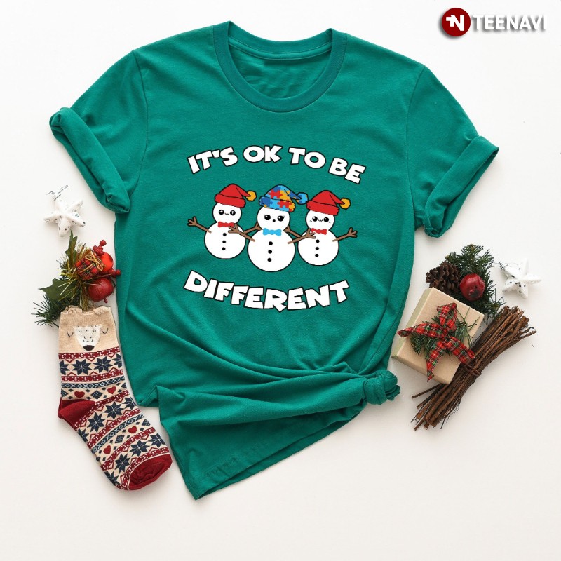 Autism Snowman Shirt, It's Ok To Be Different