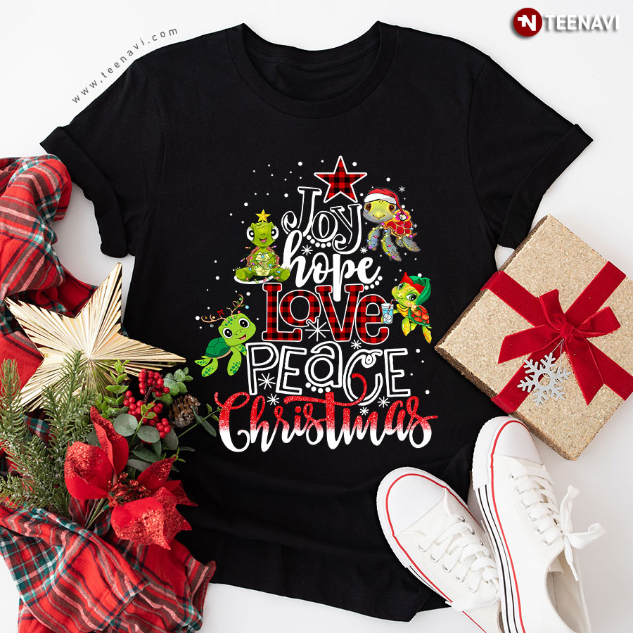 Joy Hope Love Peace Christmas Merry Christmas Turtles T-Shirt