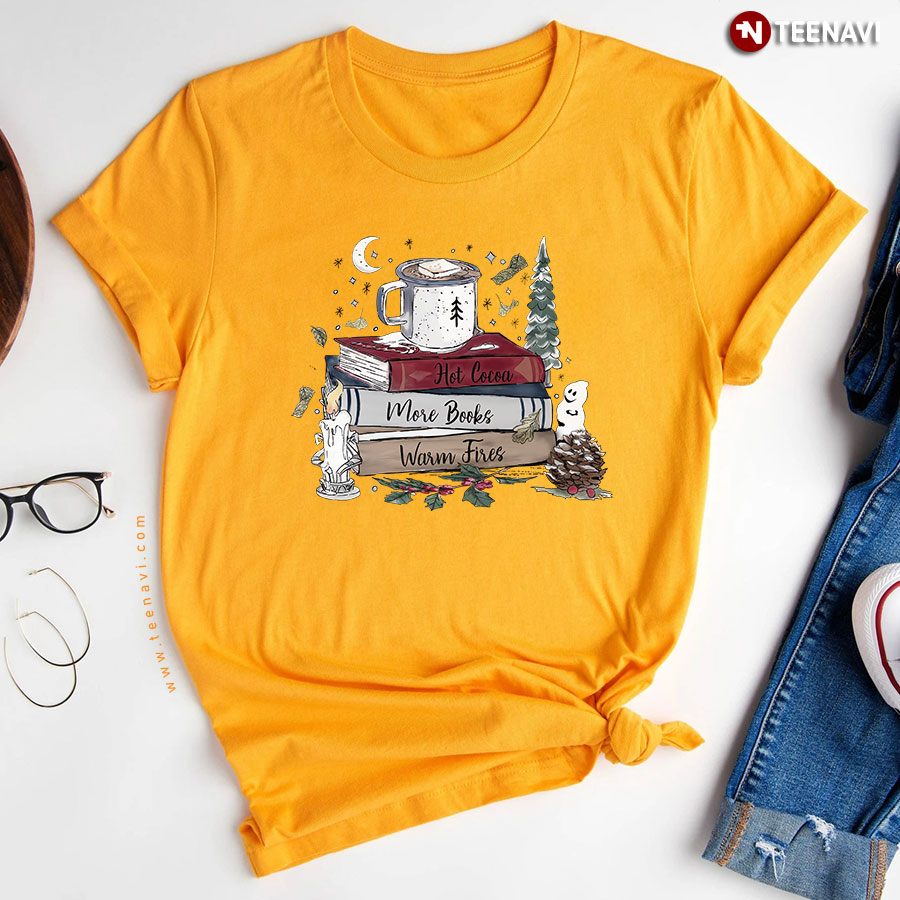 Book Lover Christmas Sweatshirt Hot Cocoa More Books Warm Fires