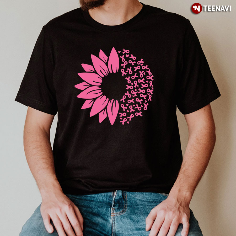 Sunflower Pink Ribbon Breast Cancer Awareness Sunflower T-Shirt