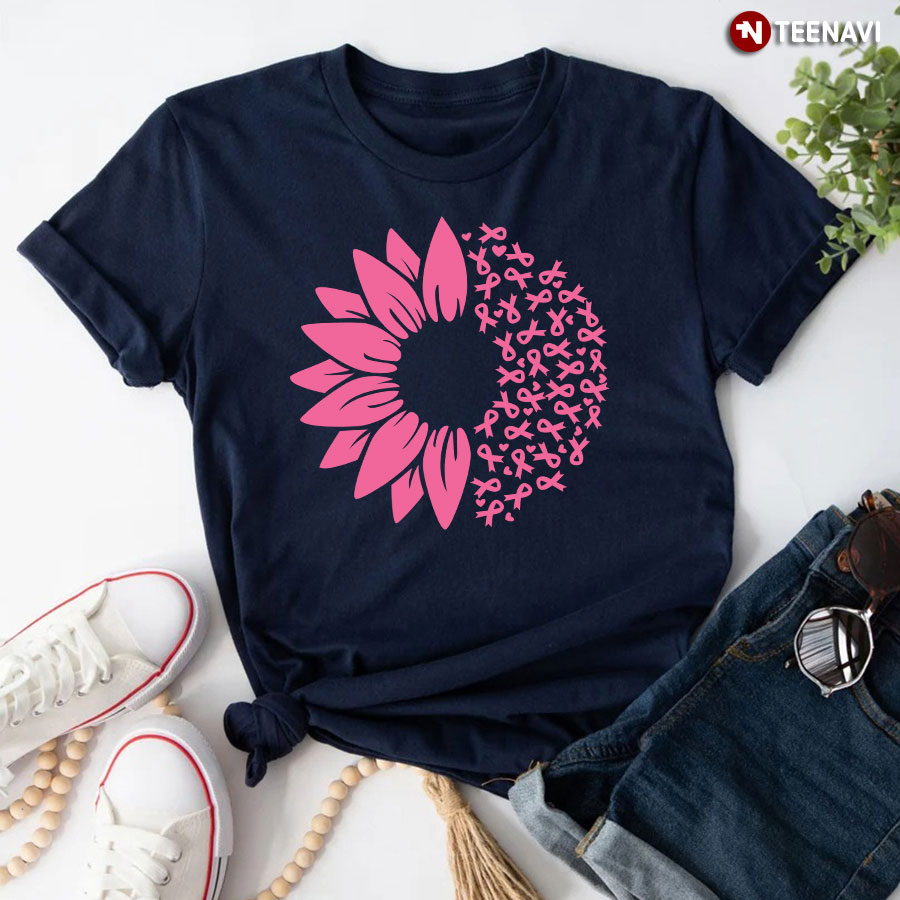 Sunflower Pink Ribbon Breast Cancer Awareness Sunflower T-Shirt