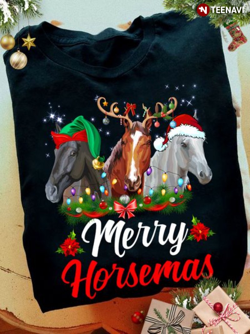 Christmas Horse Lover Shirt, Merry Horsemas