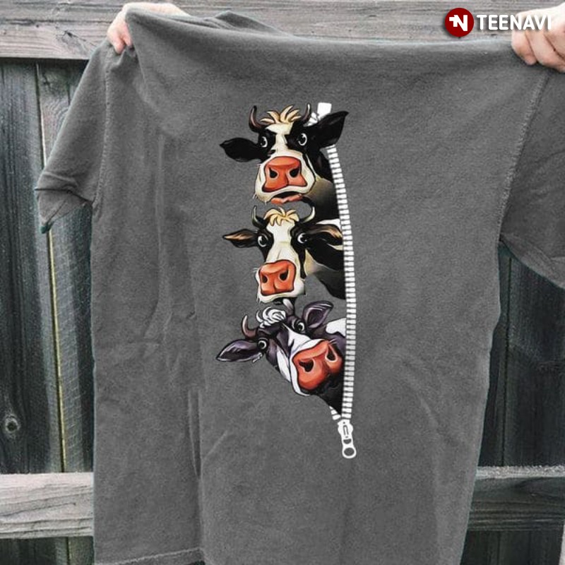 Funny Cow Shirt, Three Cows In The Pocket