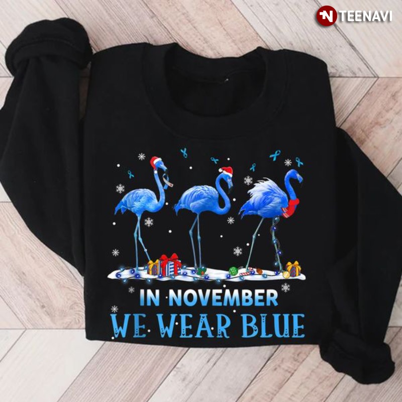 Flamingo Diabetes Awareness Sweatshirt, In November We Wear Blue