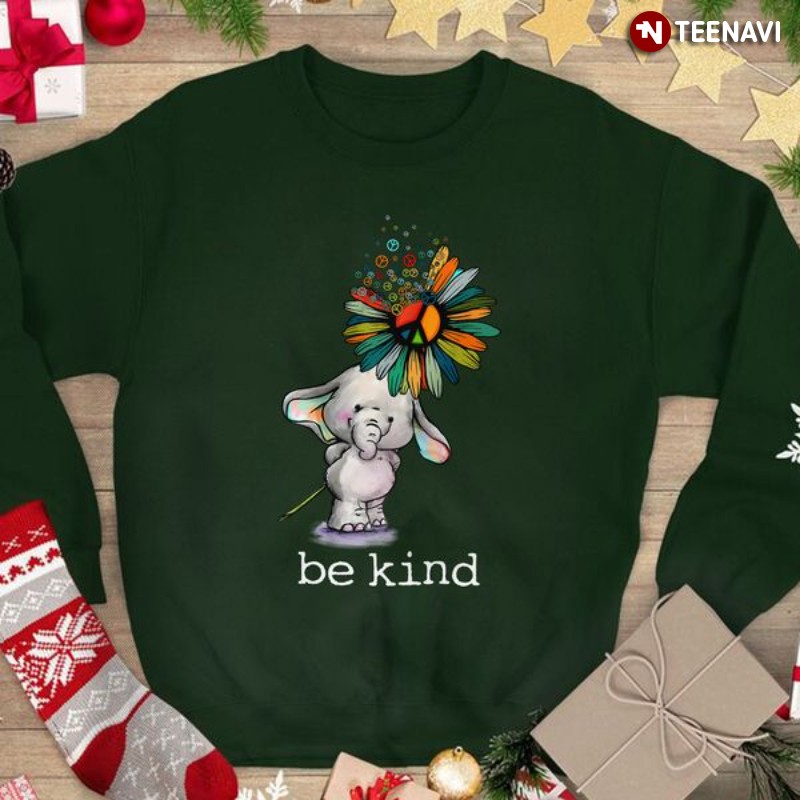 Elephant Daisy Peace Shirt, Be Kind