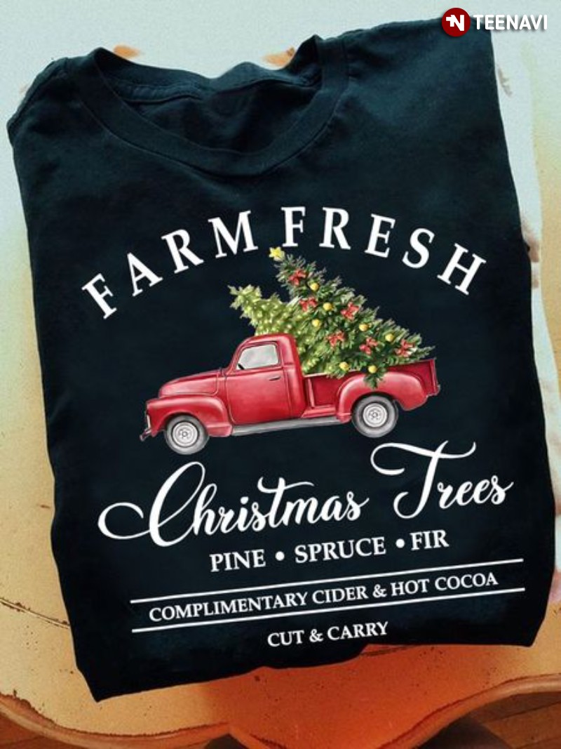 Christmas Tree Shirt, Farm Fresh Christmas Trees Pine Spruce Fir