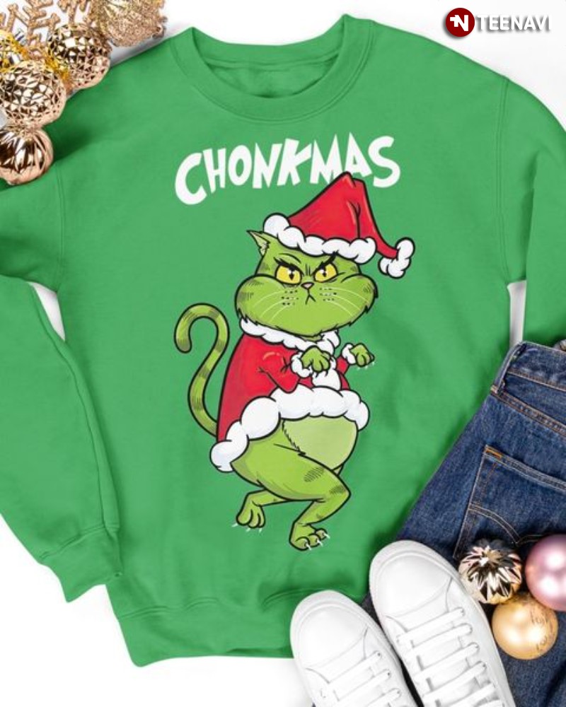 Funny Grinch Cat Shirt, Chonkmas