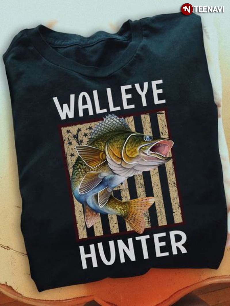 Fisher American Flag Shirt, Walleye Hunter
