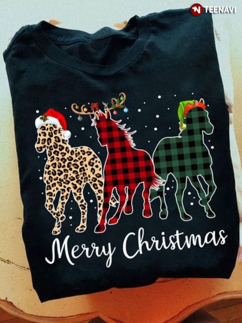 Santa Horse Shirt, Merry Christmas