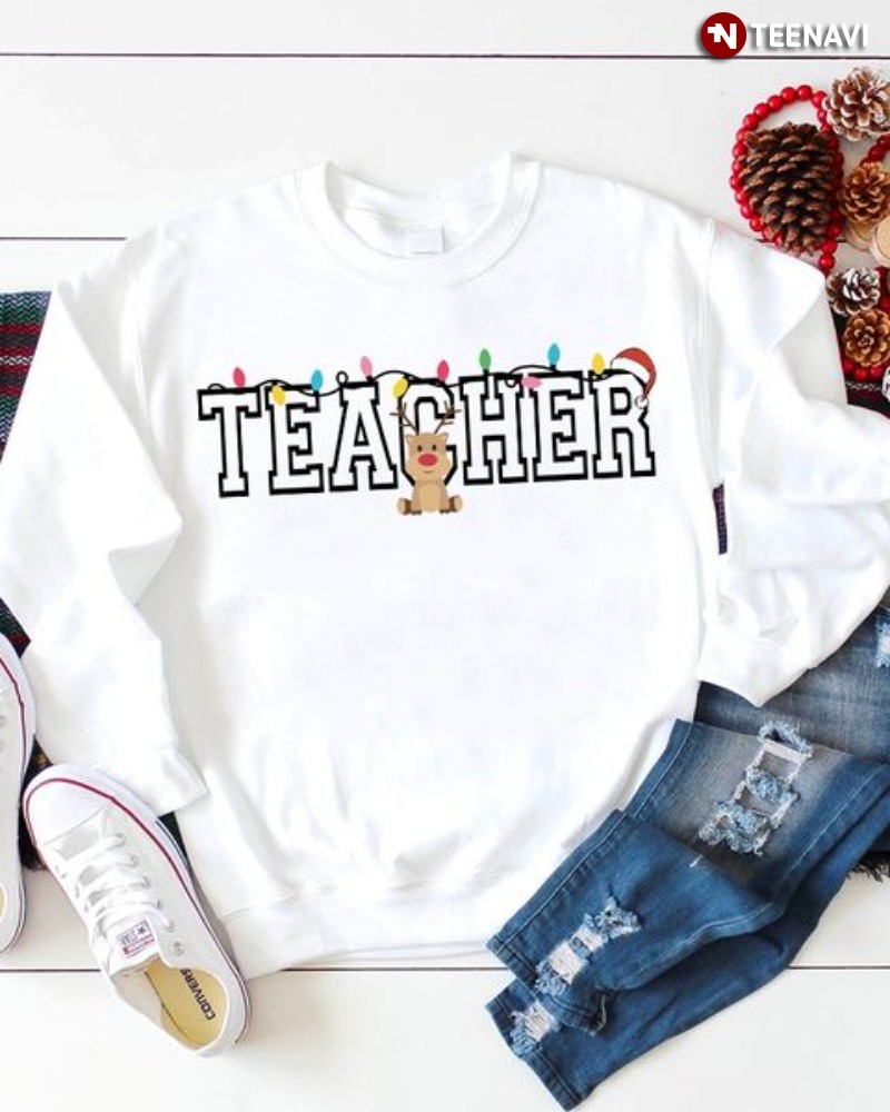 Teacher Xmas Lights Sweatshirt, Teacher