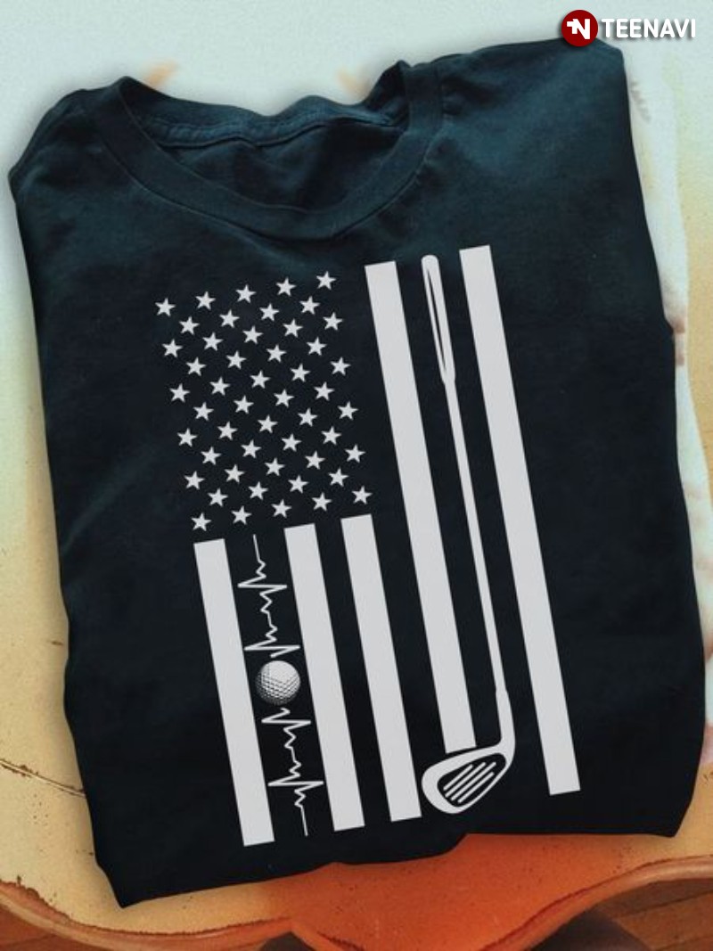 Golfer Shirt, Golf With American Flag
