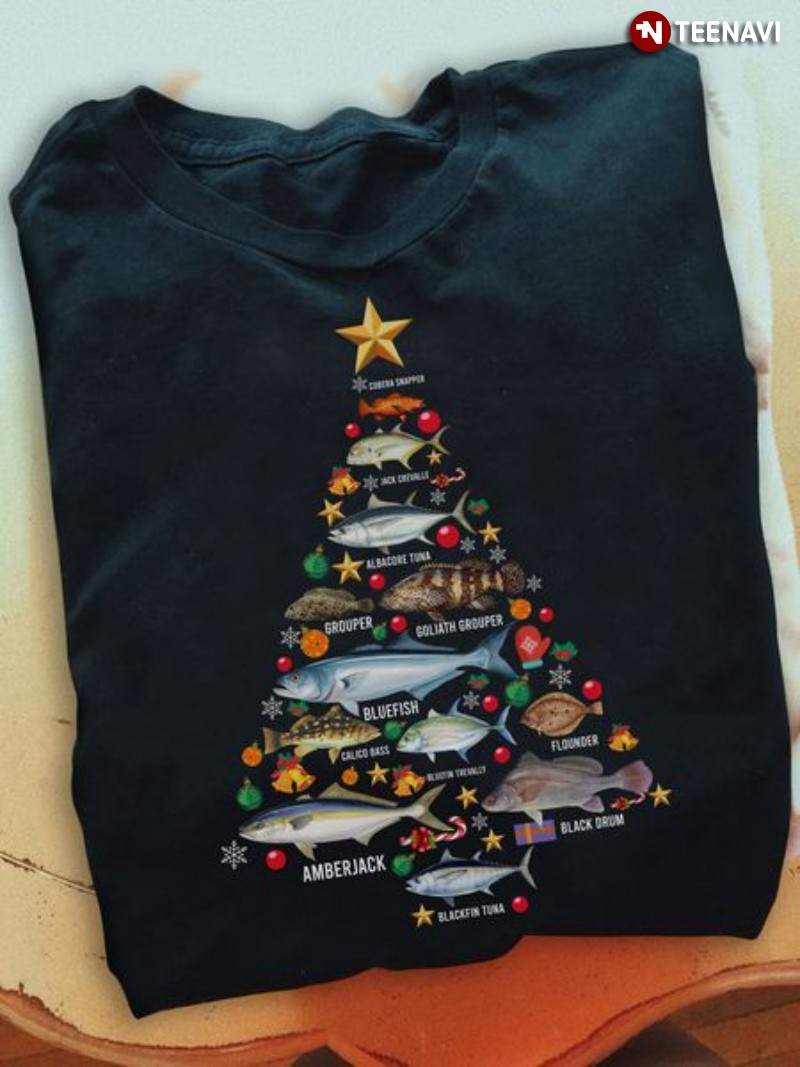 Christmas Fish Shirt, Xmas Fishes Tree