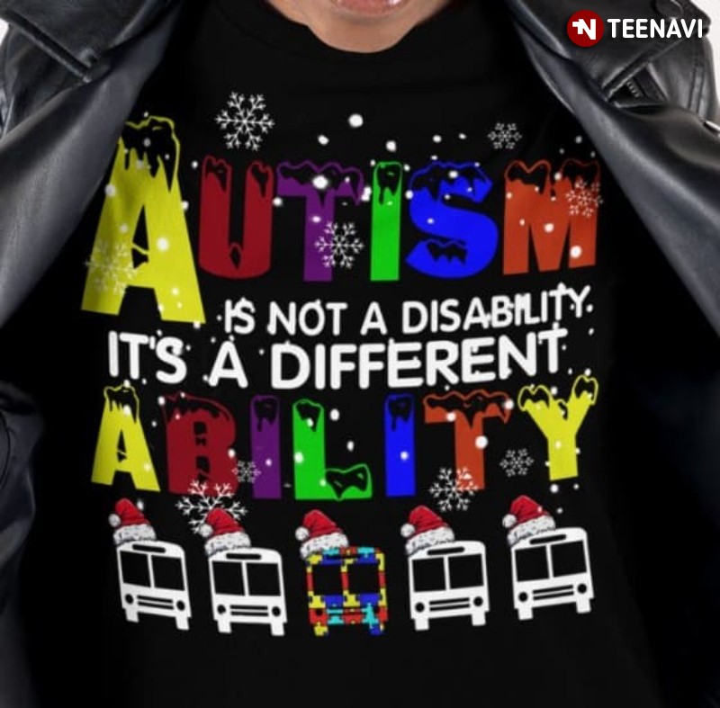 Christmas Autism Warrior Shirt, Autism Is Not A Disability It's A Different