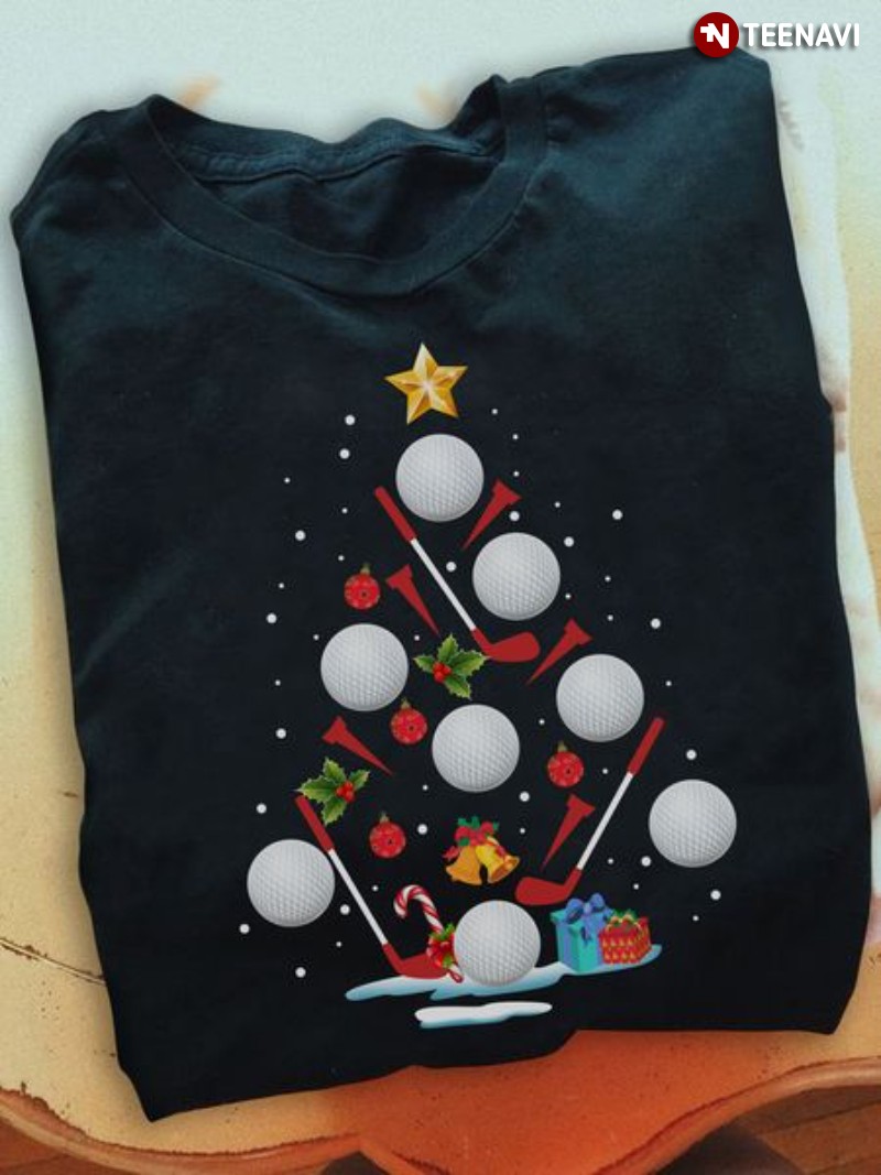 Christmas Golf Balls Tree Shirt, Merry Christmas