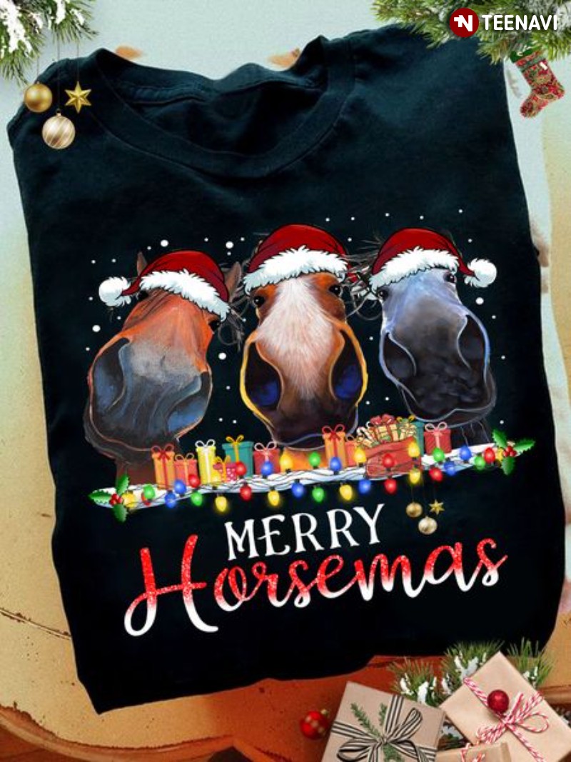 Funny Santa Horse Shirt, Merry Horsemas