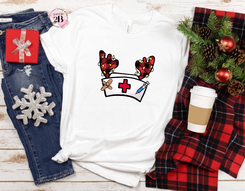 Funny Christmas Nurse Shirt, Nurse Hat With Reindeer Horns