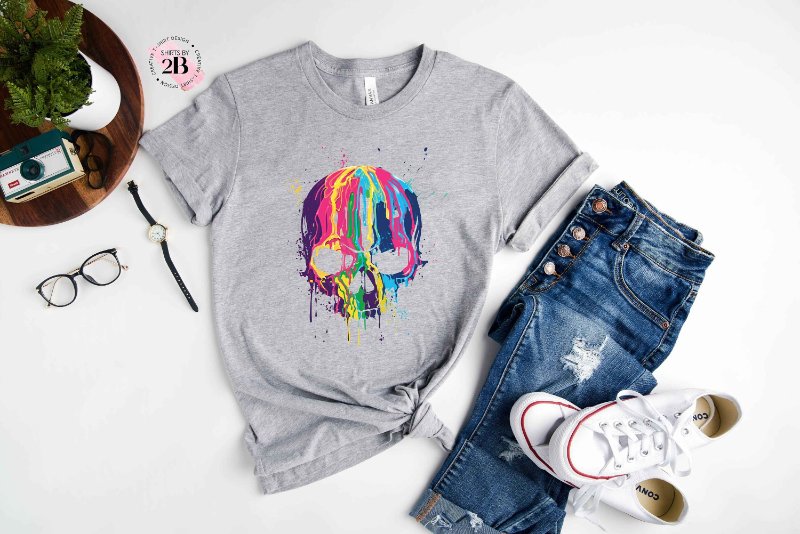 Rainbow Skull Shirt, Cool Skull