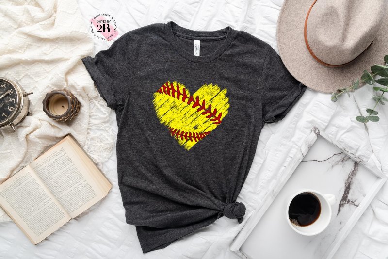 Softball Lover Shirt, Softball Ball Heart