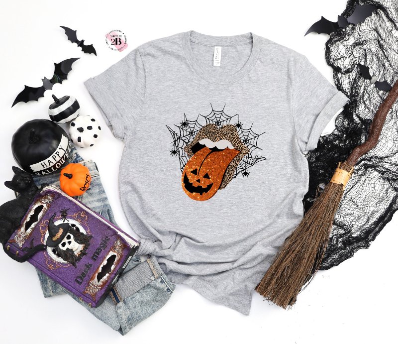 Spooky Season Shirt, Leopard Licking Lips With Pumpkin Tongue