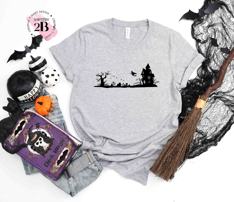 Spooky Vibes Shirt, Witch Halloween Castle
