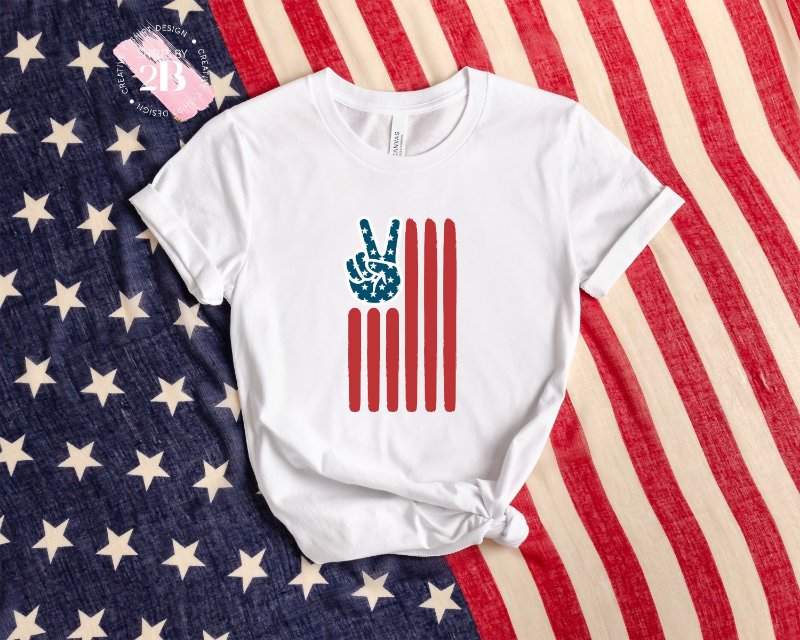 Independence Day Shirt, American Flag Peace Hand