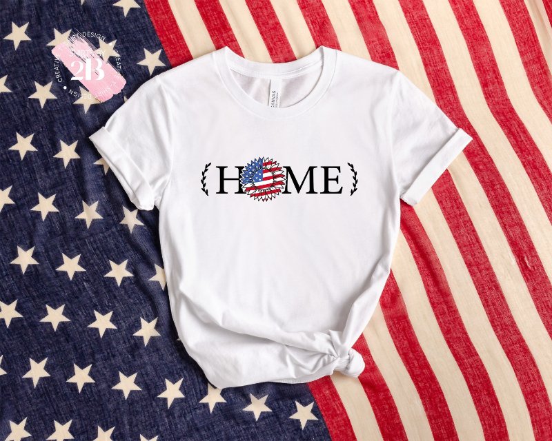 4th of July Sunflower Shirt, Home American Flag