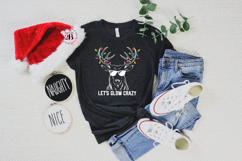 Reindeer Christmas Lights Shirt, Let's Glow Crazy