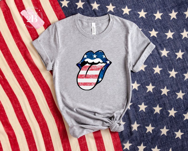 Patriotic 4th Of July Family Shirt, American Flag Tongue And Lips