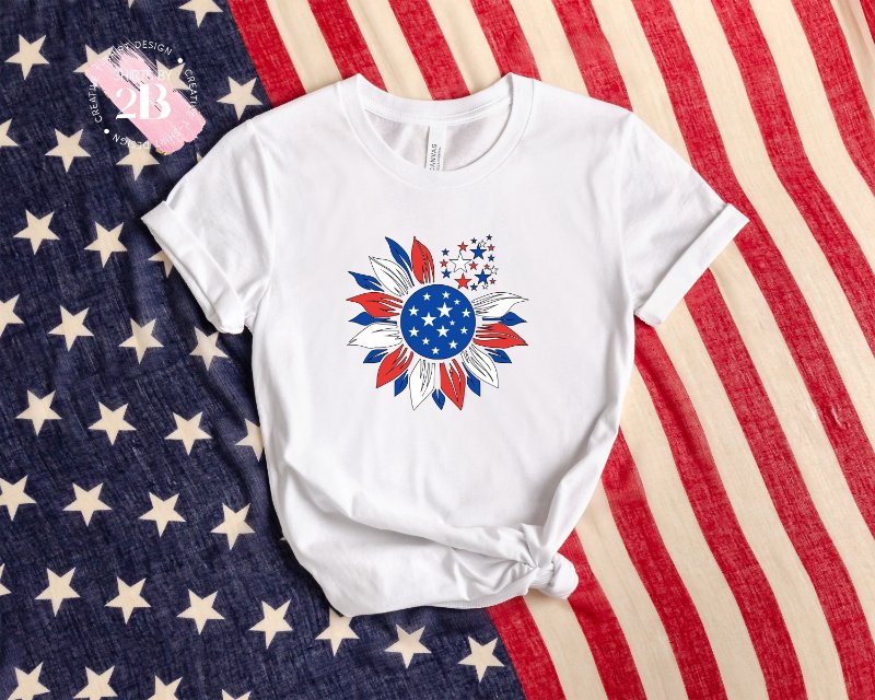 Independence Day Sunflower Shirt, American Flag Sunflower