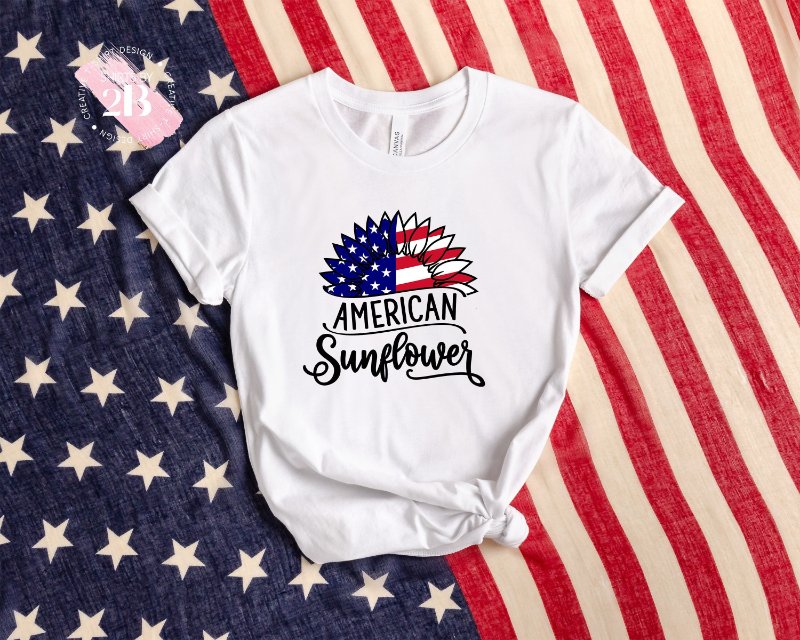 4th Of July Shirt, American Sunflower