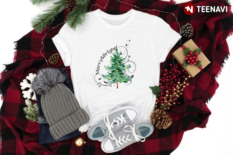 Christmas Tree Shirt, Merry & Bright