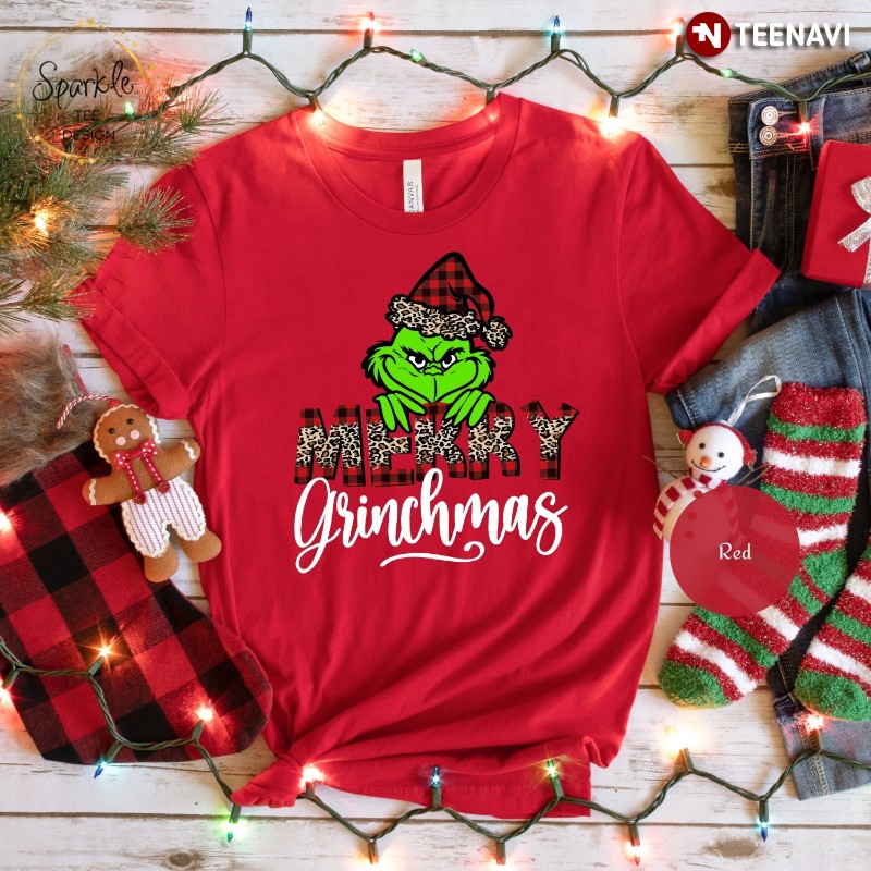 Grinch Christmas Shirt, Merry Grinchmas Leopard