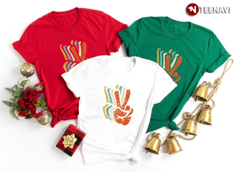 Colorful Peace Shirt, Peace Hand Sign